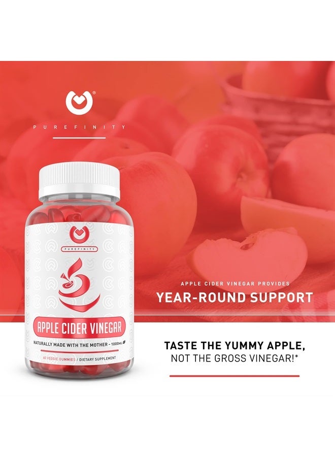 PUREFINITY Apple Cider Vinegar Gummies - Raw, Natural, Unfiltered ACV from The Mother - Gummy Alternative to Apple Cider Vinegar Capsules, Pills, Tablets - Detox, Cleanse & Immunity. - Image 2