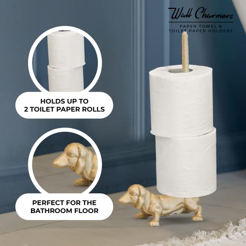 WallCharmers Gold Paper Towel Holder, Metal Toilet or Kitchen Paper Holder for Floor or Countertop, Gold Dog - Image 5