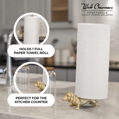 WallCharmers Gold Paper Towel Holder, Metal Toilet or Kitchen Paper Holder for Floor or Countertop, Gold Dog - Image 4