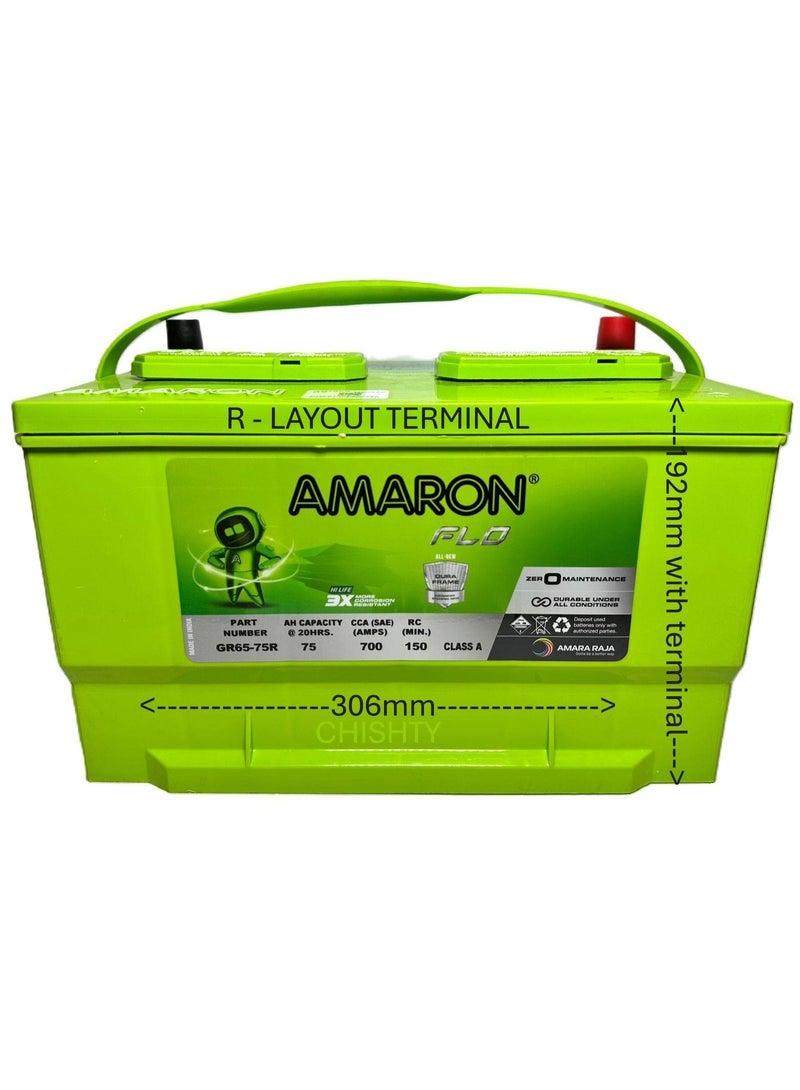 Amaron Car Battery 65-72S / 65-75R 12V 75AH FOR FORD , LINCOLN , MERCURY VEHICLES - Image 2