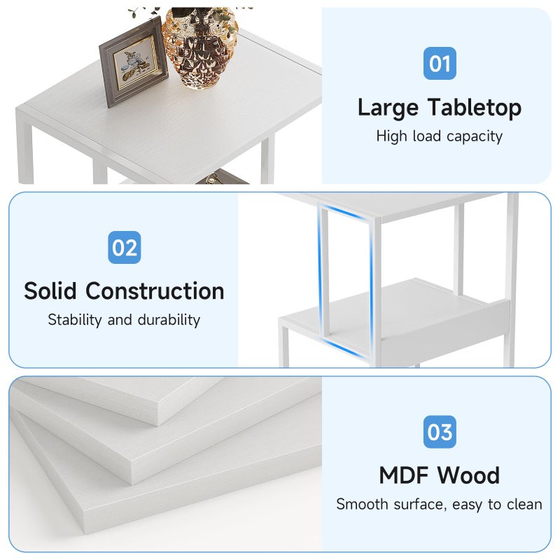 Mexin White 3 Tier Printer Table with Wheels, Industrial Rolling Cart with Storage Shelf for Scanner Fax, Home Office Use, 17.5 x 11.8 Inches - Image 4