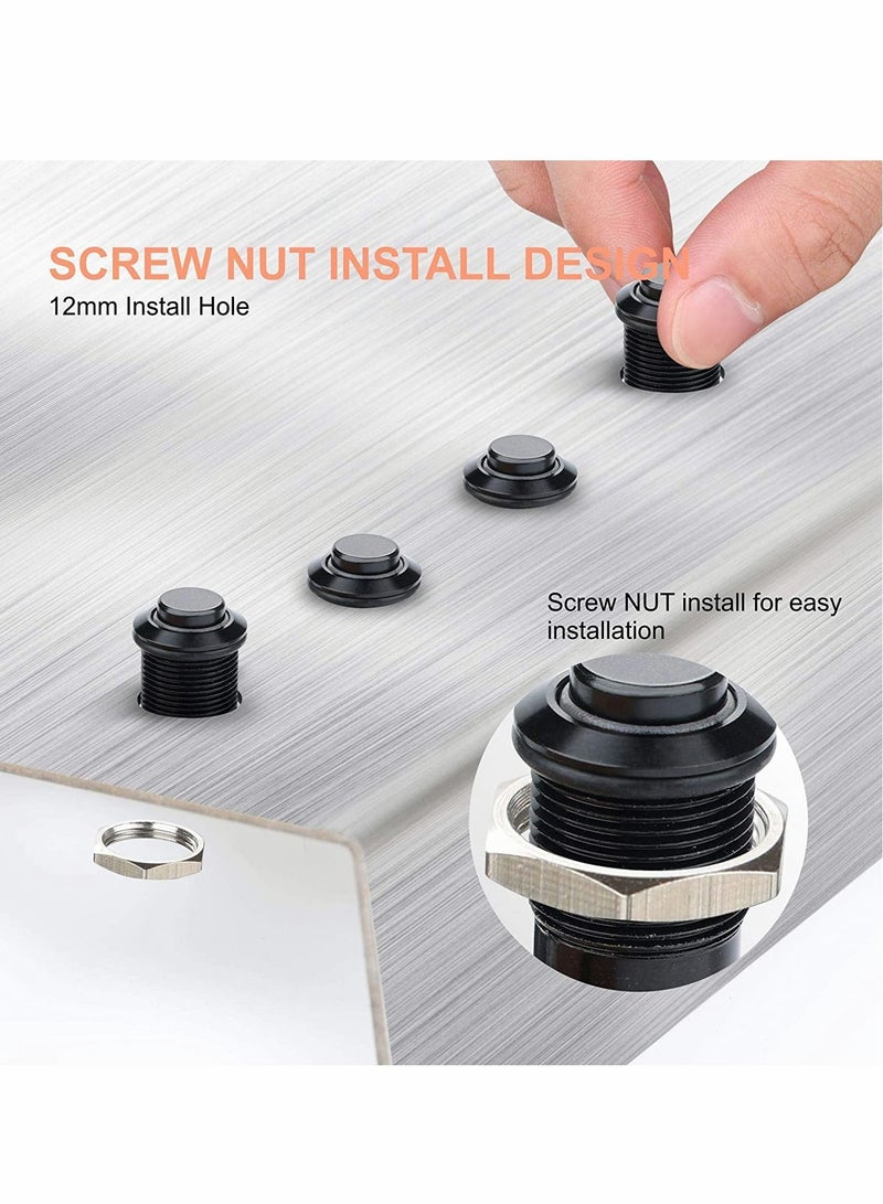 Latching Push on Switch SPST Pre-Wired 150mm High Round Head Aluminium Alloy 1NO 1 Normally Open with Ring Led Pack - Image 4