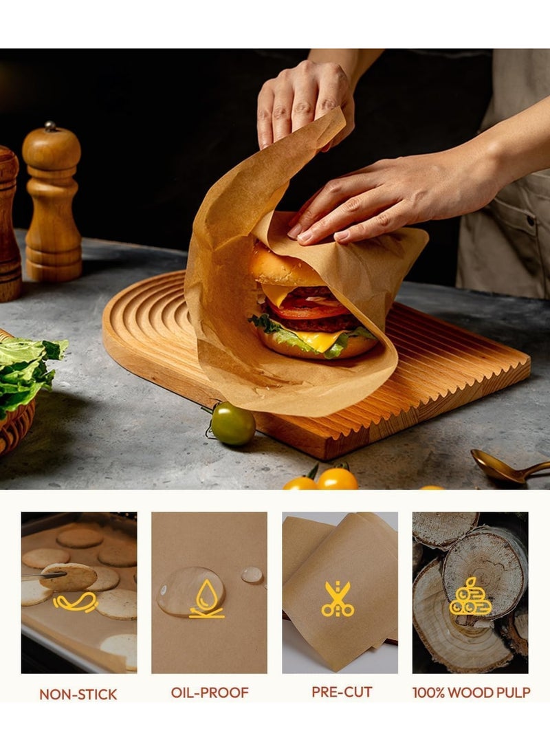 Meetion 50Pcs Parchment Paper Sheets – Non-Stick, Precut, Brown Baking Paper 20x15CM for Oven, Air Fryer, Grilling, Steaming, Bread, Cupcakes & Cookies - Image 4