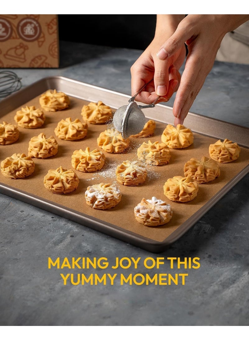 Meetion 50Pcs Parchment Paper Sheets – Non-Stick, Precut, Brown Baking Paper 20x15CM for Oven, Air Fryer, Grilling, Steaming, Bread, Cupcakes & Cookies - Image 3