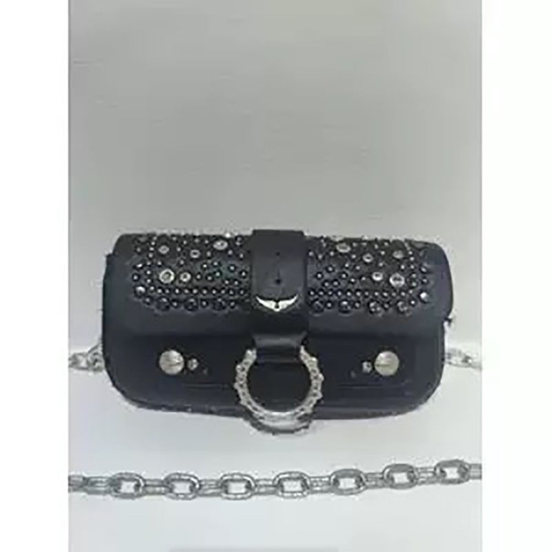 Zv Bag French Design Rivet Circle Simple Versatile Chain Shoulder Crossbody Small Square Bag Mini - Image 1