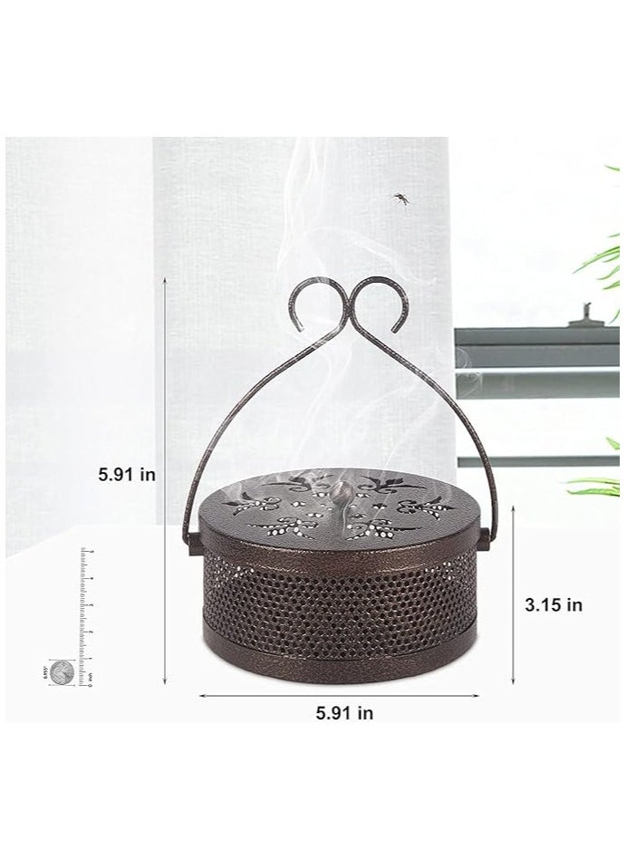 NOAEOU Portable Mosquito Coil Holder, Mosquito Coil Box with Round Handle, Fireproof and Scaldproof, Incense Burner Holder, Mosquitoes Repellent Burning With Handle for Home Outdoor Pool-Side Patio Camping (Bronze)  - Image 3