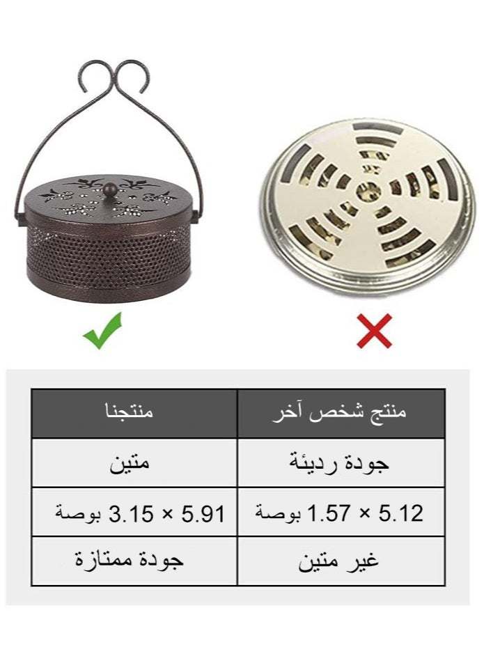 NOAEOU Portable Mosquito Coil Holder, Mosquito Coil Box with Round Handle, Fireproof and Scaldproof, Incense Burner Holder, Mosquitoes Repellent Burning With Handle for Home Outdoor Pool-Side Patio Camping (Bronze)  - Image 4