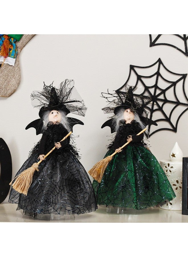 إسكدنيا ال شجرة مكنسة الساحرة نجمة علوية تنورة صلصة خضراء دمية ساحرة جميع القديسين شجرة زخارف زينة الدعائم-اللون: أخضر - Image 2