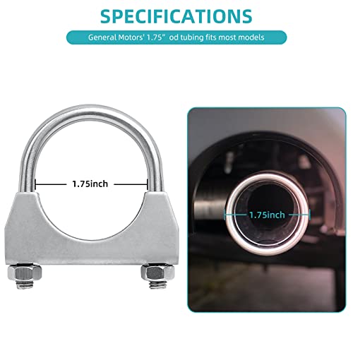 PALOZO 175 Universal UBolt Muffler Clamp Stainless Steel Exhaust Hanger 134 inch Exhaust U Clamp Pack of 2 - Image 3