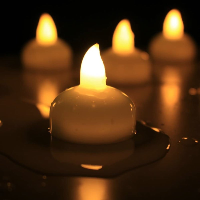 SIXFIRE 12 Pcs Candle Water Sensor Floating Tealight Water Sensor Battery Operated Waterproof LED Flame Less Flickering Lights Candles, Perfect for Diwali Party Decorations Party Flameless Sensor - Image 2