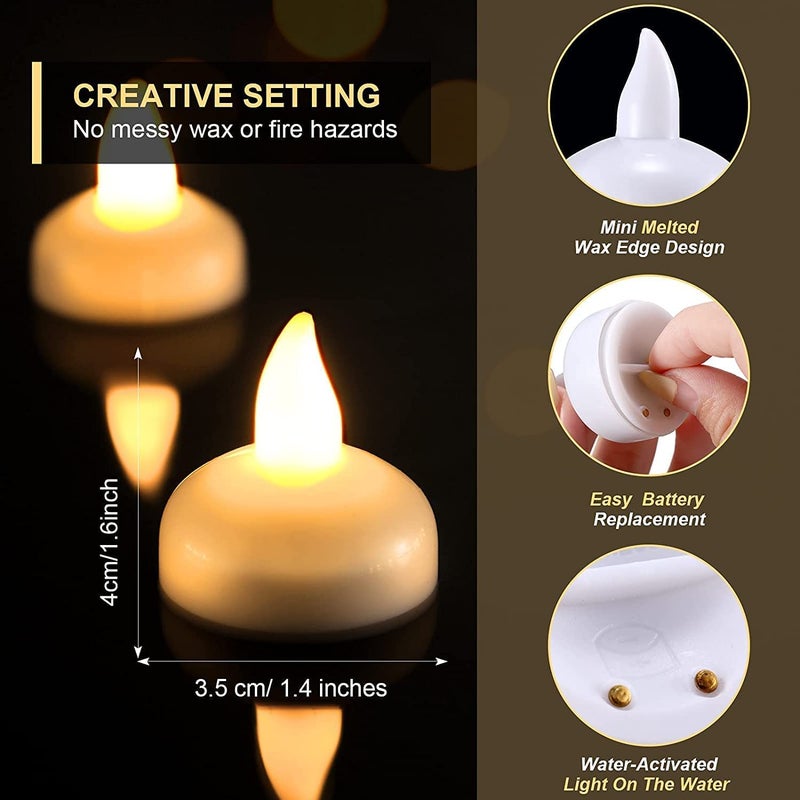 SIXFIRE 12 Pcs Candle Water Sensor Floating Tealight Water Sensor Battery Operated Waterproof LED Flame Less Flickering Lights Candles, Perfect for Diwali Party Decorations Party Flameless Sensor - Image 5