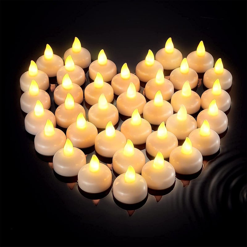 SIXFIRE 12 Pcs Candle Water Sensor Floating Tealight Water Sensor Battery Operated Waterproof LED Flame Less Flickering Lights Candles, Perfect for Diwali Party Decorations Party Flameless Sensor - Image 1
