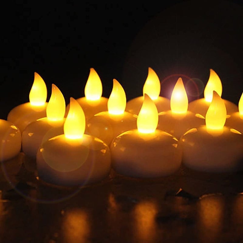 SIXFIRE 12 Pcs Candle Water Sensor Floating Tealight Water Sensor Battery Operated Waterproof LED Flame Less Flickering Lights Candles, Perfect for Diwali Party Decorations Party Flameless Sensor - Image 3