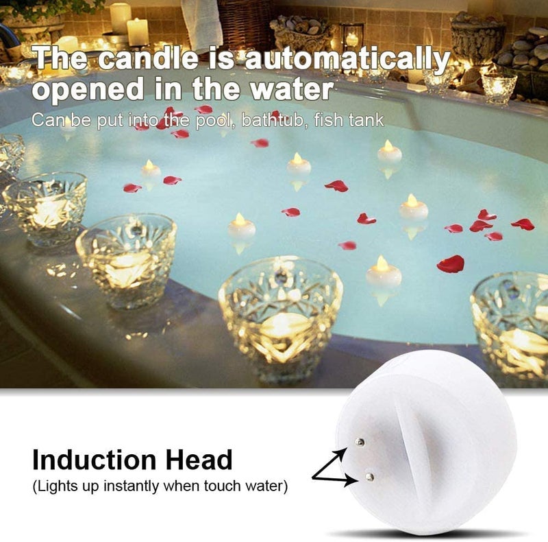 SIXFIRE 12 Pcs Candle Water Sensor Floating Tealight Water Sensor Battery Operated Waterproof LED Flame Less Flickering Lights Candles, Perfect for Diwali Party Decorations Party Flameless Sensor - Image 4