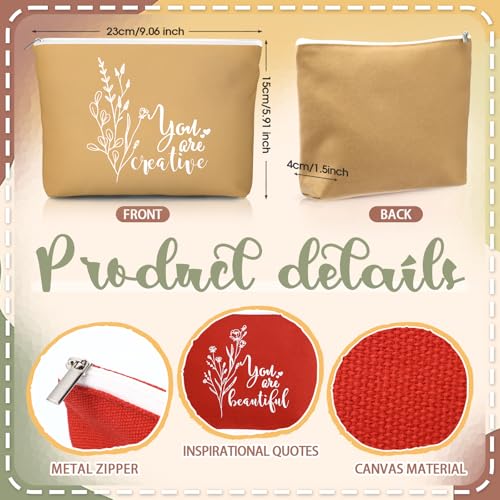 Vercraft 20 Pcs Employee Appreciation Gifts Inspirational Canvas Makeup Bags Compact Mirror Bulk Cosmetic Bags Portable Mirror Thank You Gifts for Women Christmas Nurse Practitioner (Bohemian) - Image 2