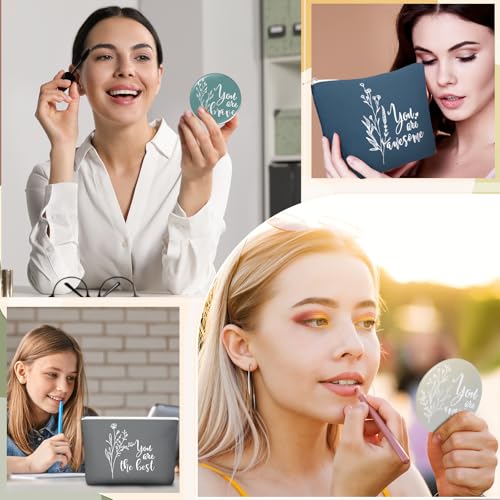Vercraft 20 Pcs Employee Appreciation Gifts Inspirational Canvas Makeup Bags Compact Mirror Bulk Cosmetic Bags Portable Mirror Thank You Gifts for Women Christmas Nurse Practitioner (Bohemian) - Image 5