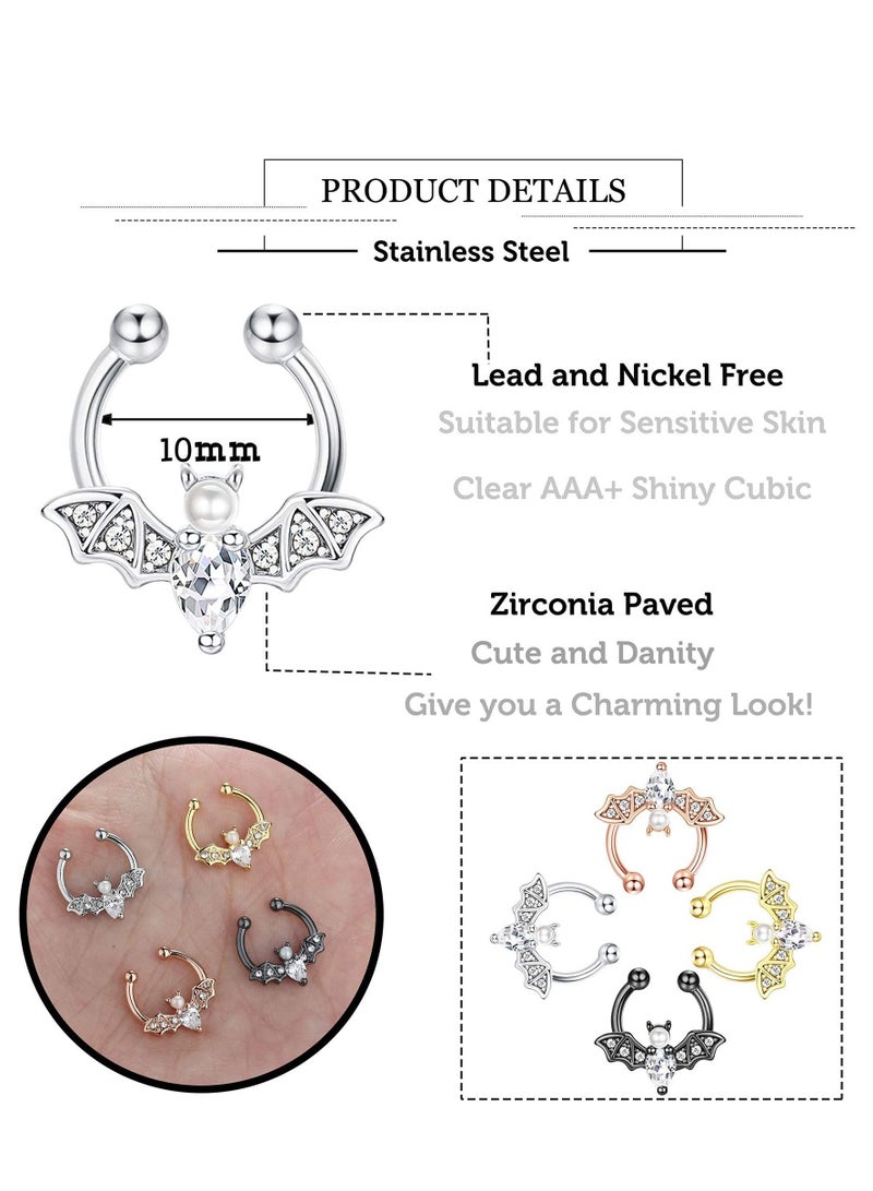 SYOSI Faux Septum Ring for Women Men Stainless Steel Fake Septum Piercing Jewelry Non Pierced Clip On Nose Ring Hoop  - Image 3