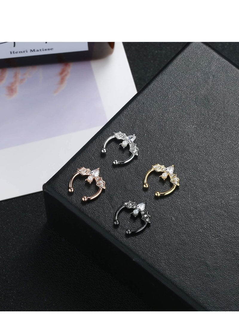 SYOSI Faux Septum Ring for Women Men Stainless Steel Fake Septum Piercing Jewelry Non Pierced Clip On Nose Ring Hoop  - Image 5