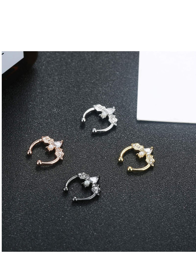 SYOSI Faux Septum Ring for Women Men Stainless Steel Fake Septum Piercing Jewelry Non Pierced Clip On Nose Ring Hoop  - Image 4
