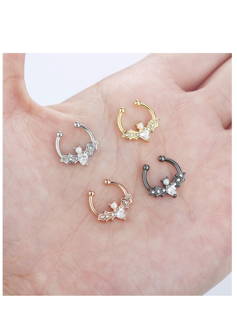 SYOSI Faux Septum Ring for Women Men Stainless Steel Fake Septum Piercing Jewelry Non Pierced Clip On Nose Ring Hoop  - Image 2
