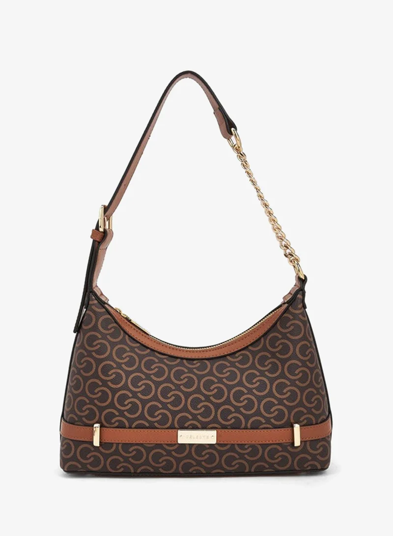 Celeste Monogram Print Shoulder Bag With Chain Strap