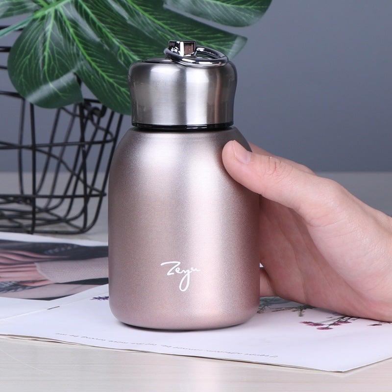 ZEYU Internet celebrity student male and female stainless steel large belly insulated cup, small fat Ding portable sports student water cup pocket gift, rose gold 300mL - Image 2