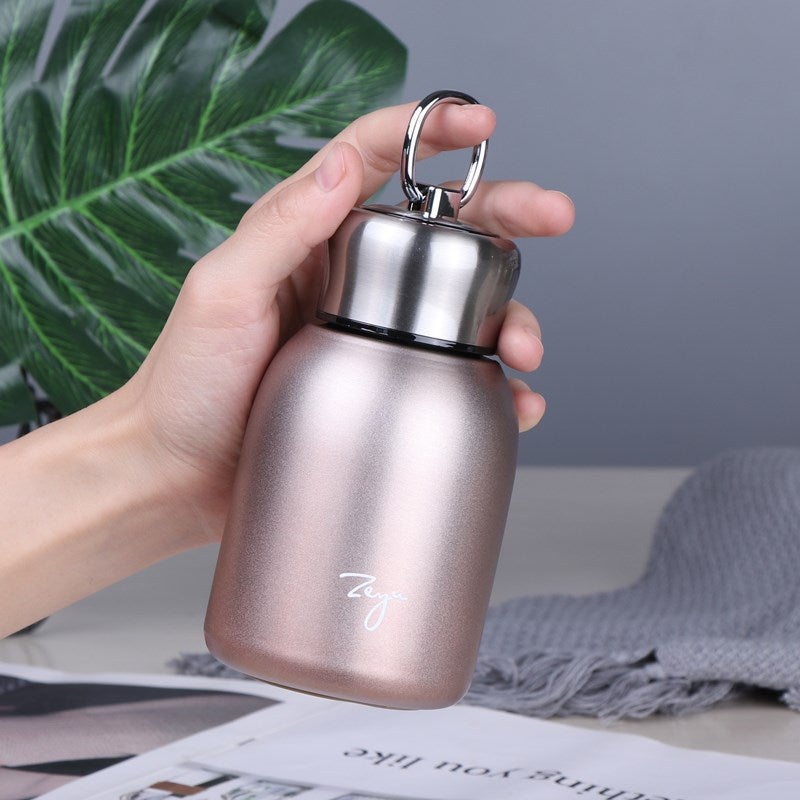ZEYU Internet celebrity student male and female stainless steel large belly insulated cup, small fat Ding portable sports student water cup pocket gift, rose gold 300mL - Image 5