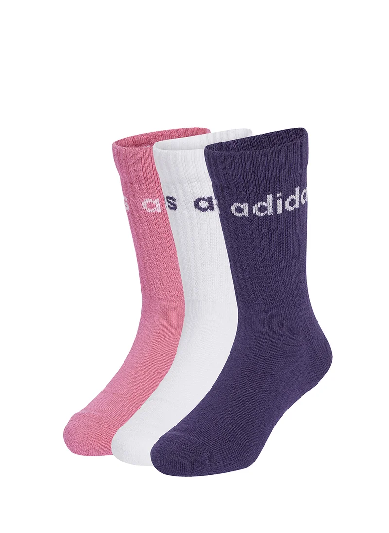 Adidas Kids 3 Pack Linear Crew Socks