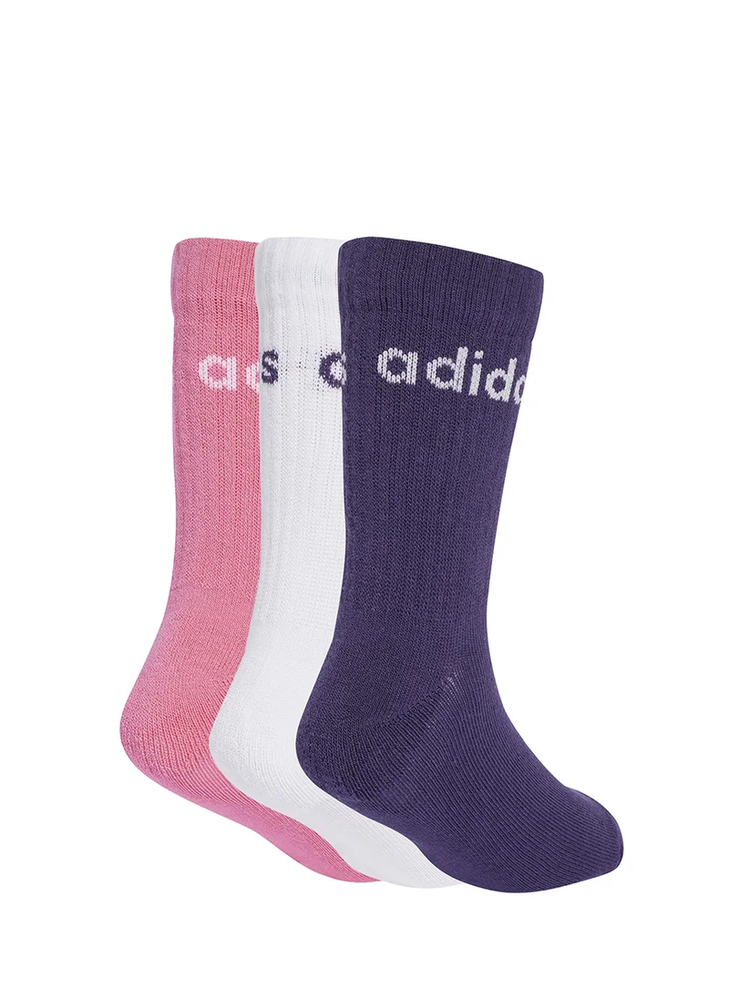 Adidas Kids 3 Pack Linear Crew Socks