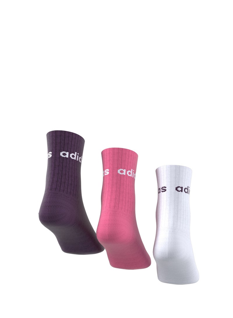 Adidas Kids 3 Pack Linear Crew Socks  - Image 4