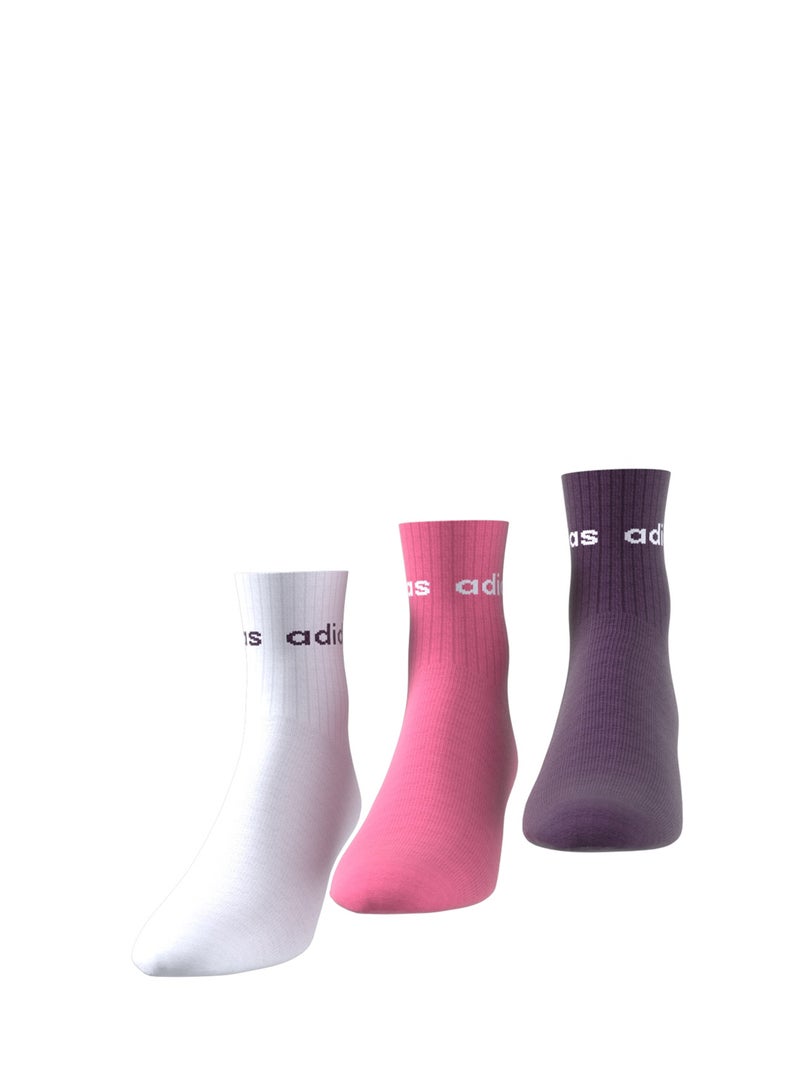 Adidas Kids 3 Pack Linear Crew Socks  - Image 3
