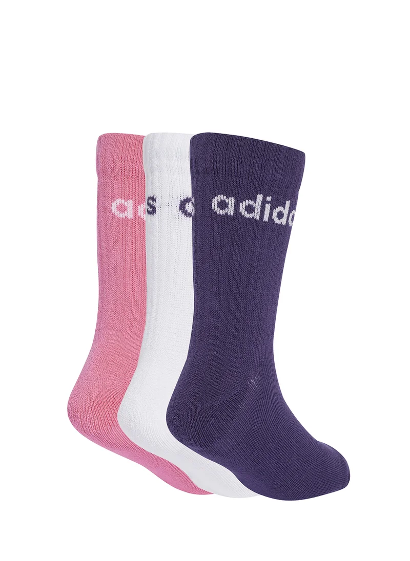 اديداس Kids 3 Pack Linear Crew Socks