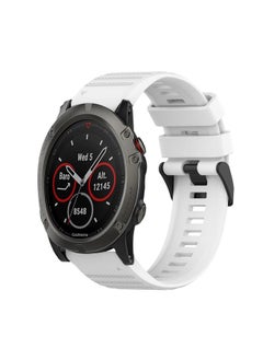 Replacement Strap For Garmin Fenix 5X Sapphire 26mm Horizontal Texture Silicone Watch Band with Removal Tool White
