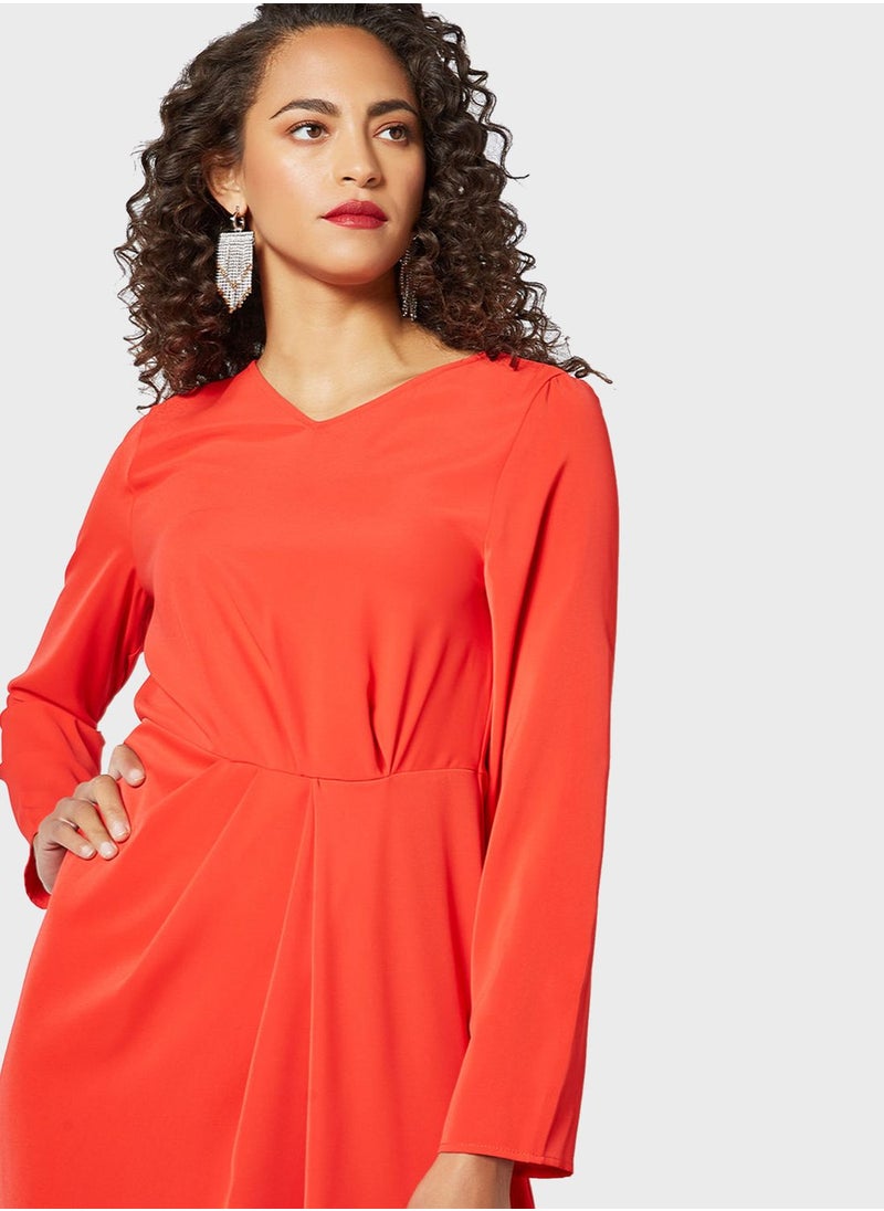 SIVVI for HANIYA - V-Neck Asymmetrical Hem Dress - Image 1