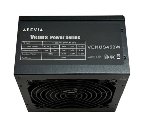 APEVIA VENUS450W 450W ATX Power Supply with Auto-Thermally Controlled 120mm Fan, 115/230V Switch, All Protections - Image 4