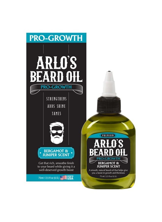 Arlo's Pro Growth Beard Oil - Bergamot Juniper 2.5 oz. - Promotes Beard Hair Growth - Image 1