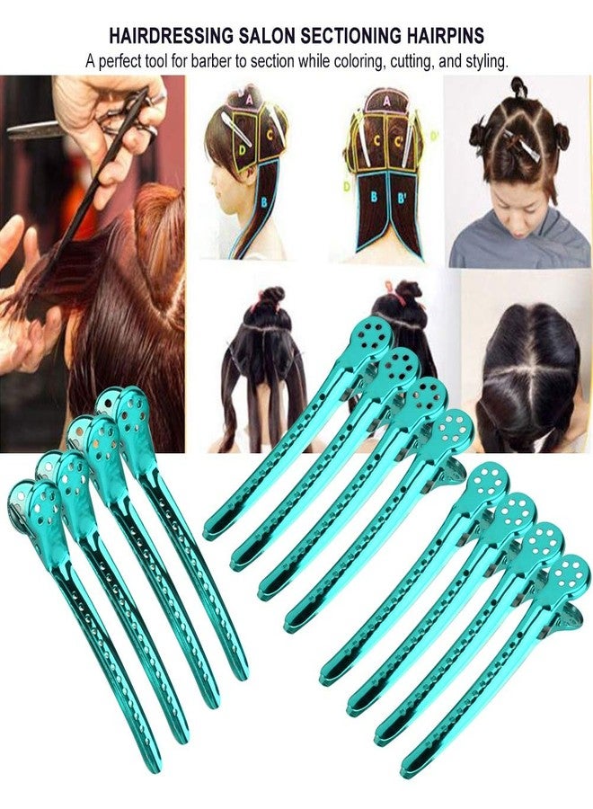 ANGGREK Hair Styling Clips, ANGGREK 12pcs/Box Hair Styling Clips Hairdressing Salon Sectioning Hairpins Duck Billed Hair Cutting Clips for Thick and Thin Hair Salon Styling 6 Colors(green) - Image 3