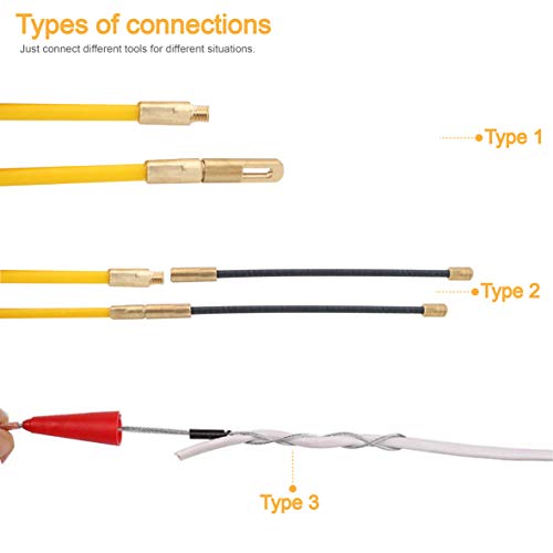 Jeemitery 50 Feet Fiberglass Cable Wire Running Rod Coaxial Electrical Connectable Fish Tape Pull Kit - Image 3