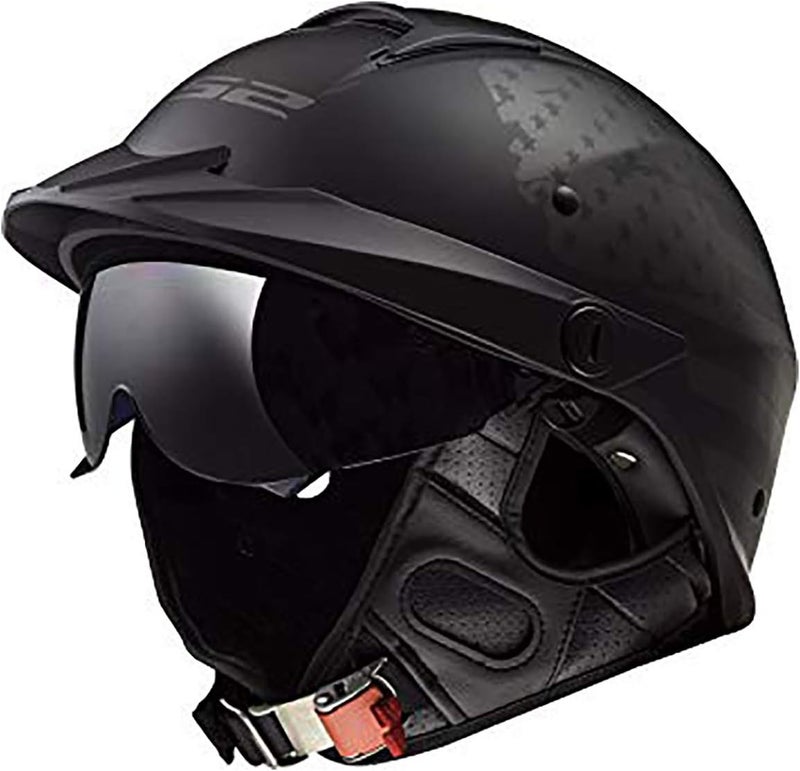 LS2 Helmets Unisex-Adult Half-Size Style Helmet with Sun Shield (1812 Black Flag, Large) - Image 1