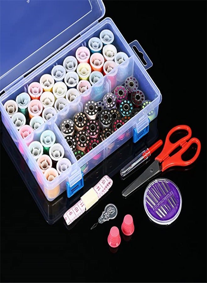 Goolsky 32 Thread Bobbins and 32 Thread Spools Sewing Accessories Supplies Kit with Measuring Tape Sewing Needles Storage Case (Mixed Colors) - Image 3