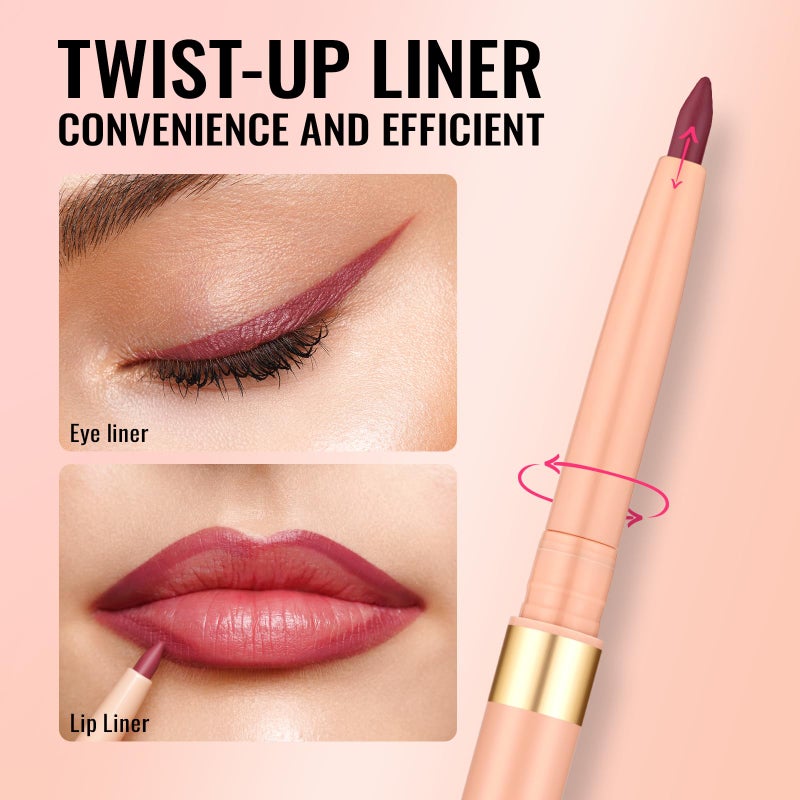Oulac Light Purple Lipliner Pencil, 2in1 Retractable Makup Crayon for Lip Liner and Eye Liner, Highly Pigmented, Smooth, Long Lasting and Waterproof Formula, Vegan Beauty, 09 Sweet Taro - Image 3