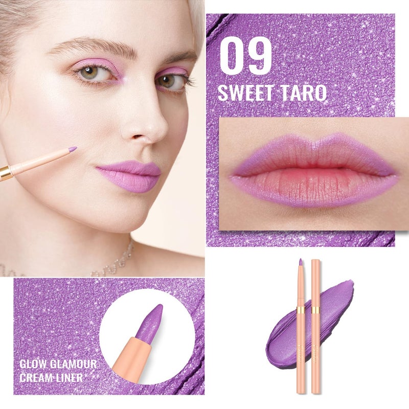 Oulac Light Purple Lipliner Pencil, 2in1 Retractable Makup Crayon for Lip Liner and Eye Liner, Highly Pigmented, Smooth, Long Lasting and Waterproof Formula, Vegan Beauty, 09 Sweet Taro - Image 2