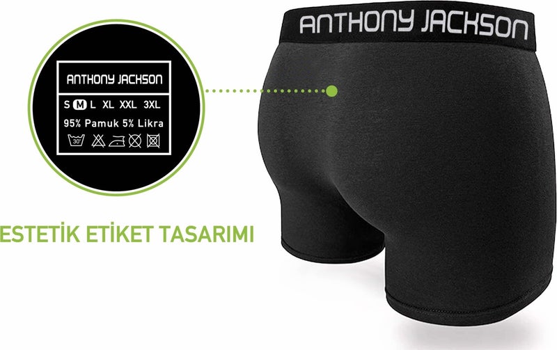 Anthony Jackson أنتوني جاكسون - صندوق من 6 بوكسرات رجالية فاخرة من الليكرا من كوين  - Image 2