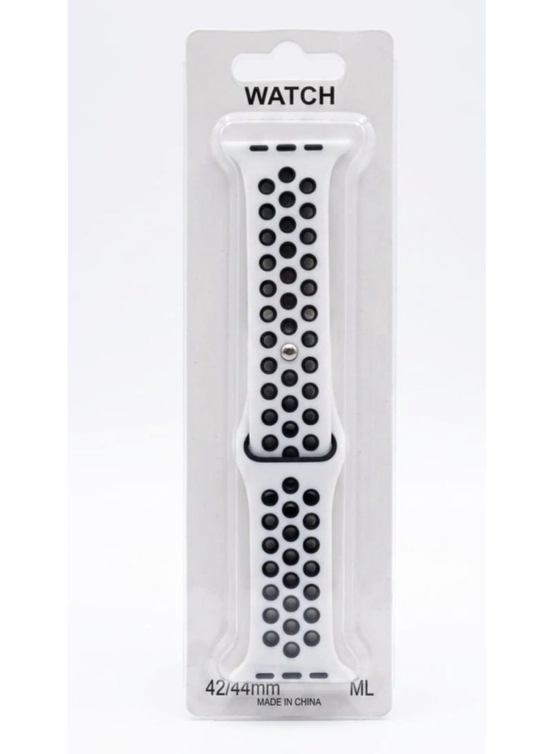 Sport silicone watch band with ventilation holes for Apple Watch (42/44/45/49 mm) White. - Image 2