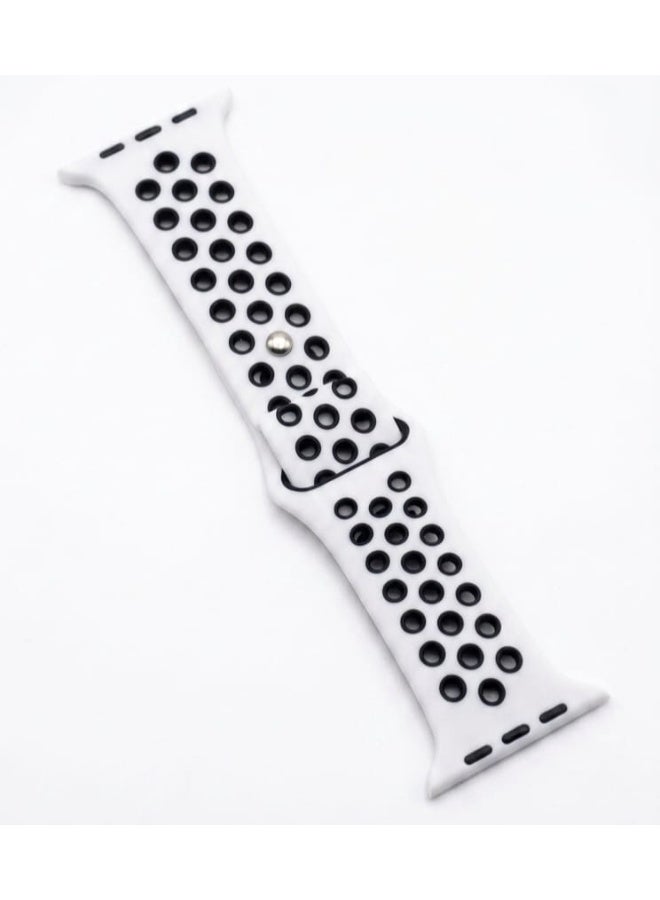 Sport silicone watch band with ventilation holes for Apple Watch (42/44/45/49 mm) White. - Image 1