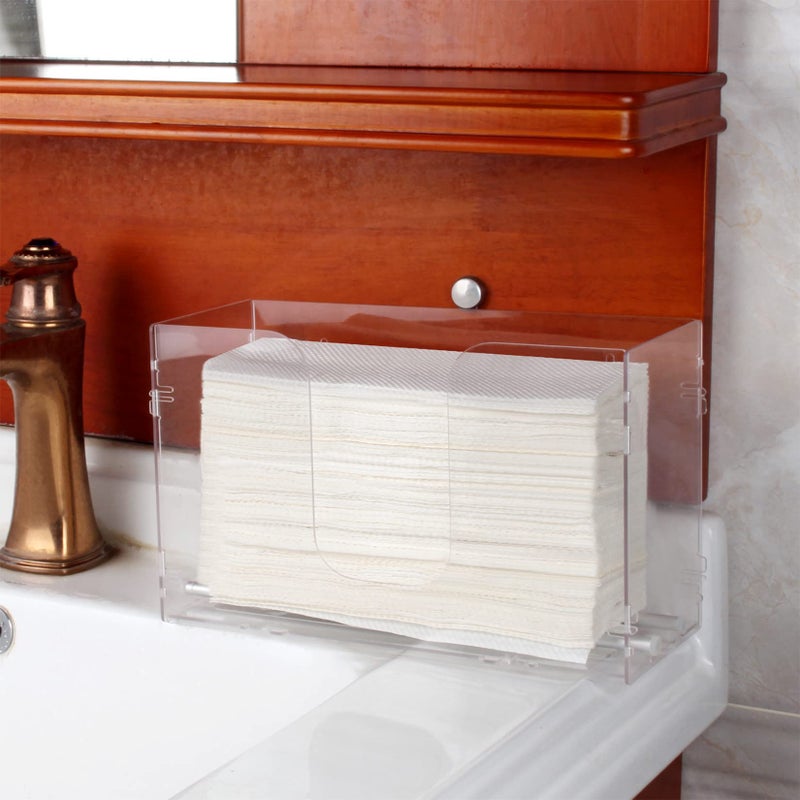 Evron Evron Paper Towel Dispenser Countertop & Wall Mount Clear One-Hand Pull C Fold Z Fold Trifold and Multifold Paper Towel Holder (Simple Snap-on Assemble Before Use) - Image 3