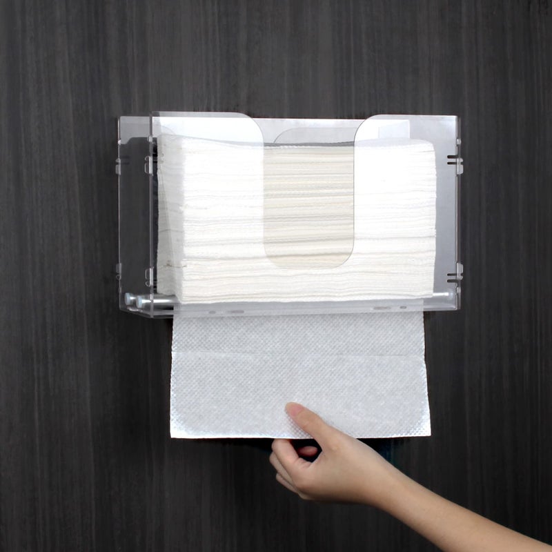 Evron Evron Paper Towel Dispenser Countertop & Wall Mount Clear One-Hand Pull C Fold Z Fold Trifold and Multifold Paper Towel Holder (Simple Snap-on Assemble Before Use) - Image 2