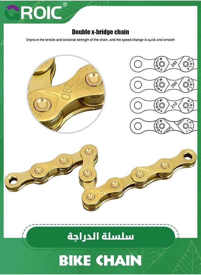 GROIC Bike Chain 9 Speed 116 Links Half Hollow Lightweight Sports Bicycle Chains with Reserve Missing Link for Road Bike/MTB/BMX  - Image 4