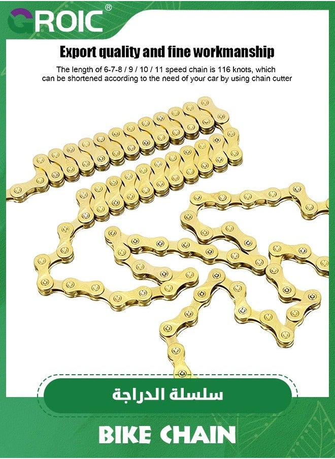 GROIC Bike Chain 9 Speed 116 Links Half Hollow Lightweight Sports Bicycle Chains with Reserve Missing Link for Road Bike/MTB/BMX  - Image 3