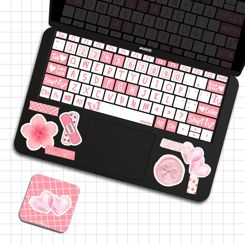 Keyboard stickers compatible with the majority of operating systems - Pink & White style - SK/11